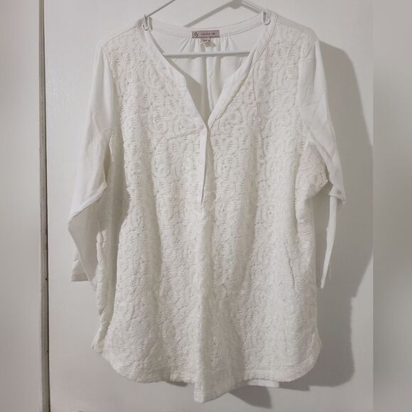 Dressbarn Lace Overlay Top Sz 2x - Picture 1 of 5